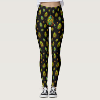 EASTER EGGS ~ Black Green Gold 3D ~ Leggings