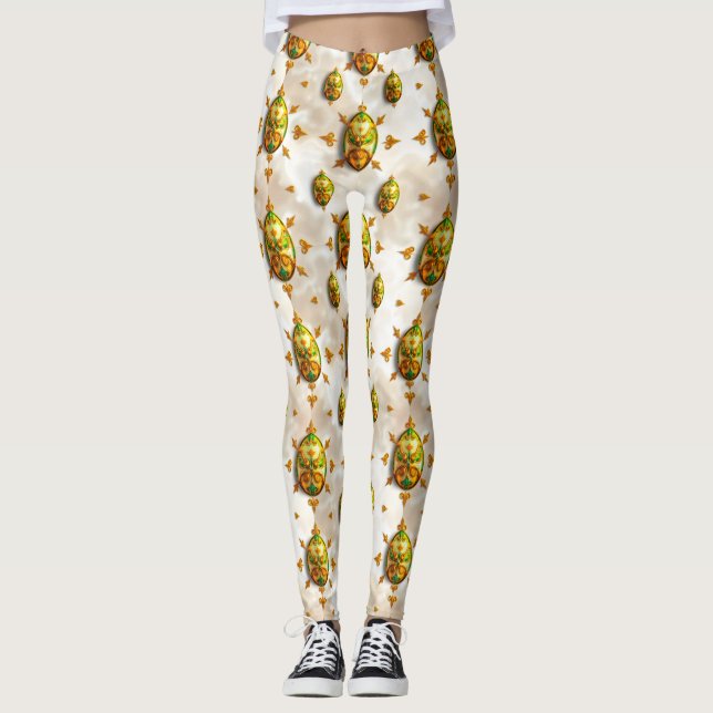 EASTER EGGS ~ Cream Yellow Green 3D ~  Leggings (Vorderseite)