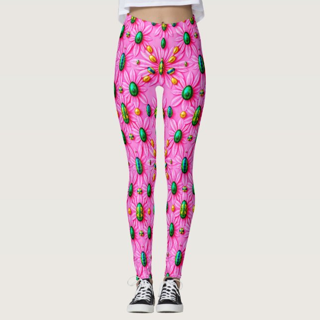 EASTER EGGS ~ Floral Pink 3D ~  Leggings (Devant)