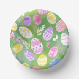 Easter Eggs | Pretty Pastel Watercolor Egg Hunt Pappteller