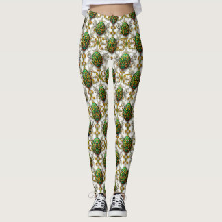 EASTER EGGS ~ White Green 3D ~ Leggings