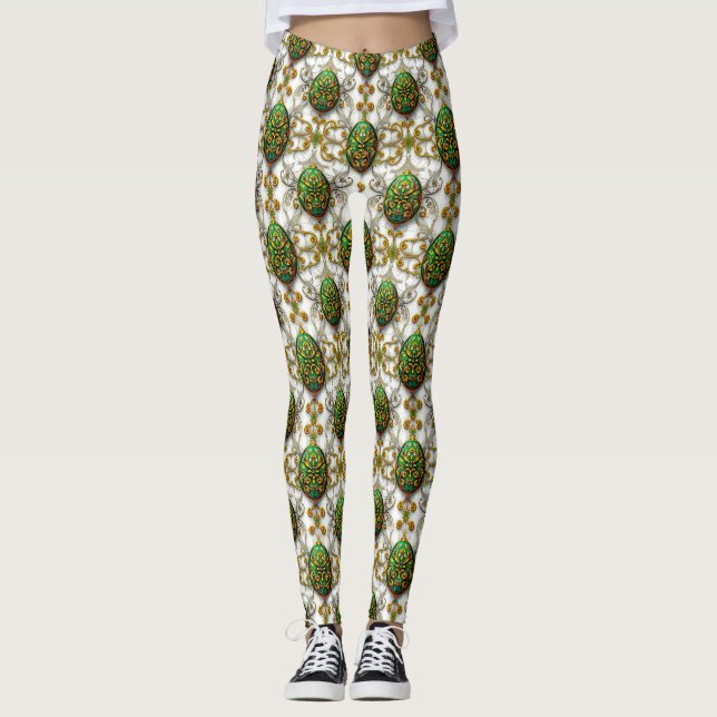 EASTER EGGS ~ White Green 3D ~  Leggings (Vorderseite)