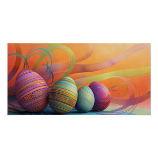 Easter eggs with upbeat background poster