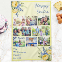 Easter Family Photo Collage Spring Flowers Yellow