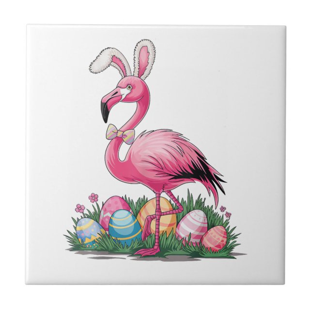 Easter Flamingo T-Shirt Fliese (Vorderseite)