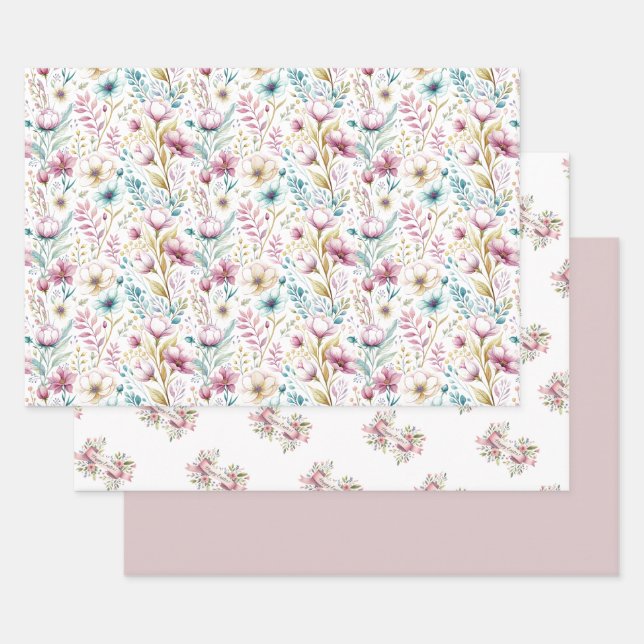 Easter Floral Garden Wrapping Paper Set  Geschenkpapier Set (Set)