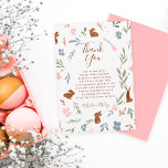 Easter floral rabbit little bunny baby shower dankeskarte<br><div class="desc">Cute Easter floral rabbit little bunny baby shower thank you card featuring cute brown little rabbits,  brown,  green,  pink and blue flowers and leaves. Perfect baby shower for Spring,  Easter and summer!</div>