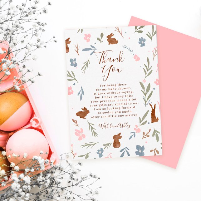 Easter floral rabbit little bunny baby shower dankeskarte (Von Creator hochgeladen)