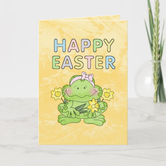 Easter Frog Card Feiertagskarte (Vorderseite)