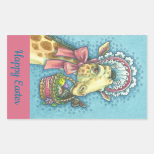 EASTER GIRAFFE-STEUERELEMENT RECHTECKIGER AUFKLEBER