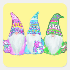 EASTER GNOMES QUADRATISCHER AUFKLEBER