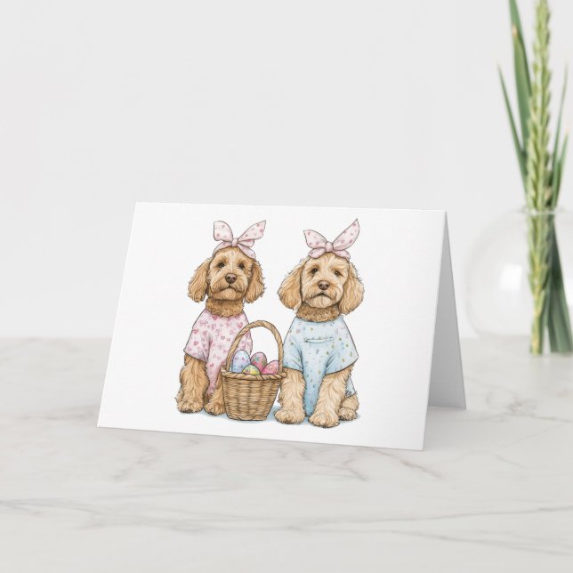 Easter Goldendoodle Dogs Karte (Vorderseite)