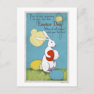 Easter GreetingEaster Bunny Holding Eggs Feiertagspostkarte