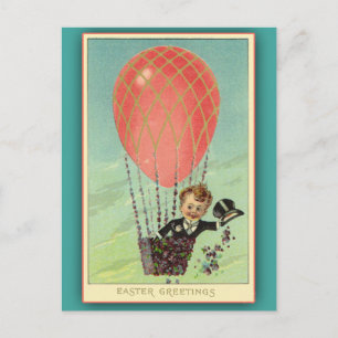 Easter Greetings Cards with Vintage Illustration Feiertagspostkarte