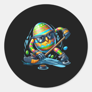 Easter Hockey Spieler Eier Ei Bunny Rabbits Männer Runder Aufkleber