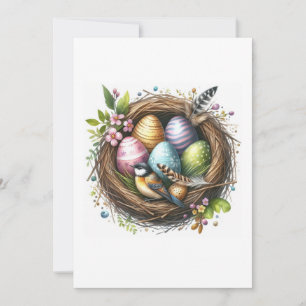 Easter Illustration Bird and Nest Einladung