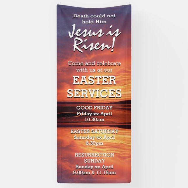 EASTER Jesus ist Risen CHURCH DIENSTLEISTUNGEN maß Banner (Vertikal)