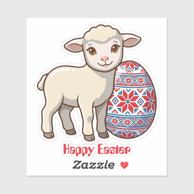 Easter Lamb Vinyl Sticker | Personalized Name (Feuille)