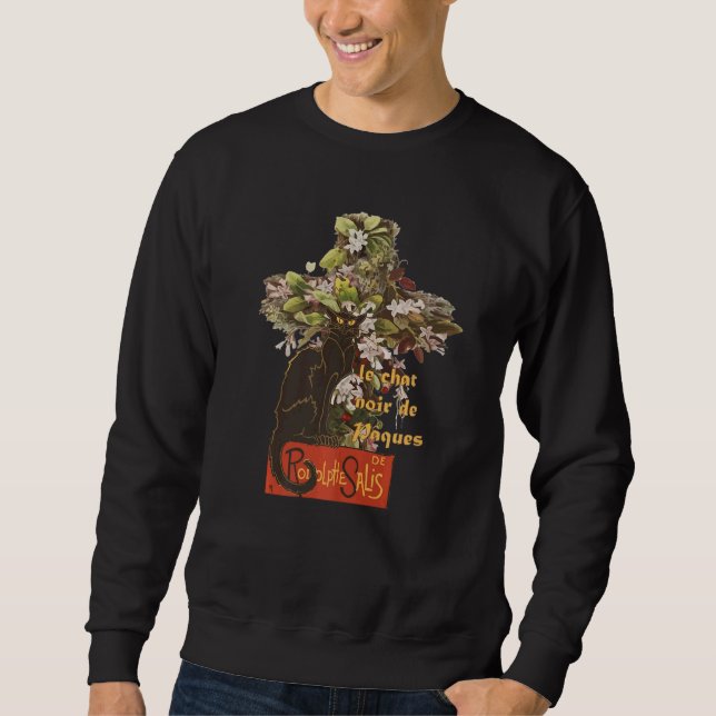Easter Le Chat Noir de Paques With Floral Cross Sweatshirt (Vorderseite)