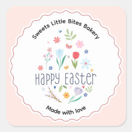 Easter Made with Love Bakery Quadratischer Aufkleber