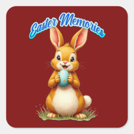 Easter Memories – Cute Bunny - Autocolante Quadratischer Aufkleber