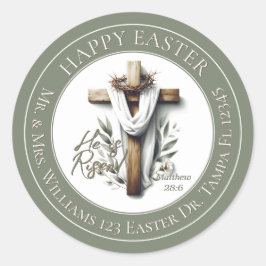 Easter Morning Cross Return Address Label Runder Aufkleber