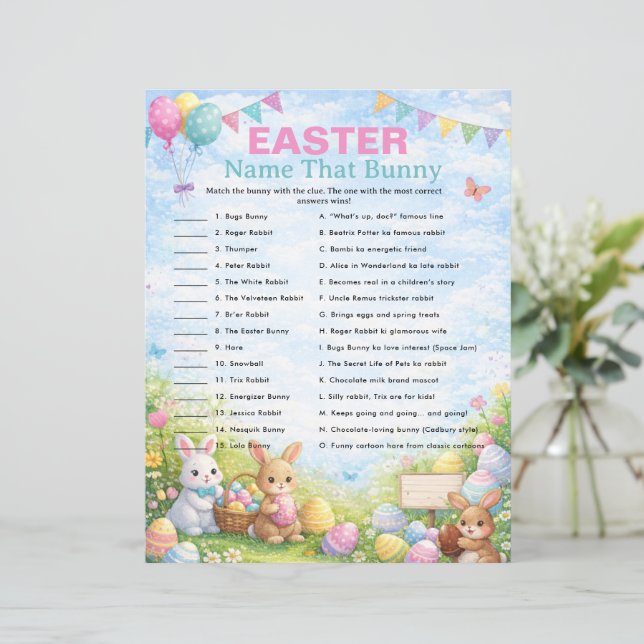Easter Name That Bunny Trivia Game (Stehend Vorderseite)