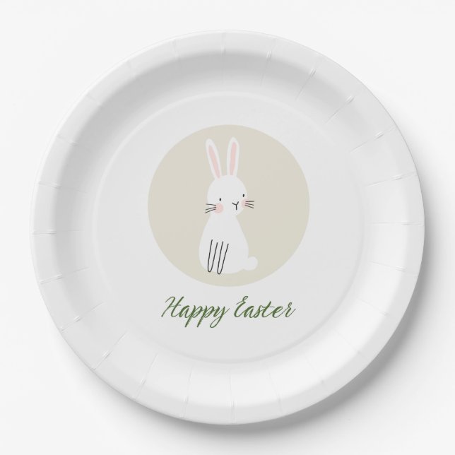 Easter Paper Plate with Cute Bunny Design Pappteller (Vorderseite)