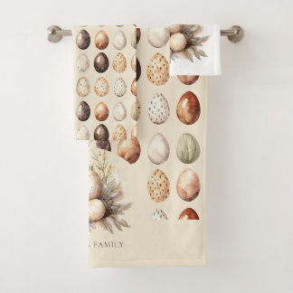 Easter Pastel Easter Eggs Design in Cream & Brown Badhandtuch Set