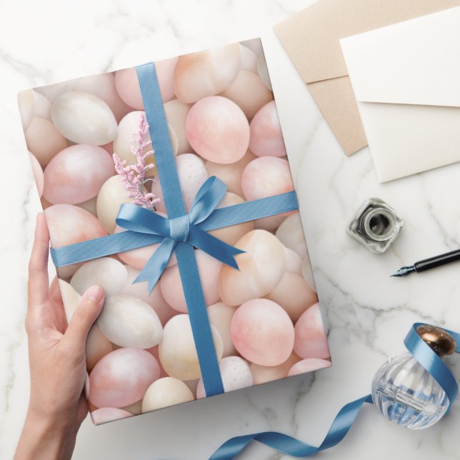Easter Peach Pink Eggs   Geschenkpapier (Schenken)