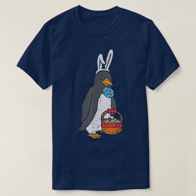 Easter Penguin Bunny Eggs Basket Cute Animal Men W T-Shirt (Design vorne)