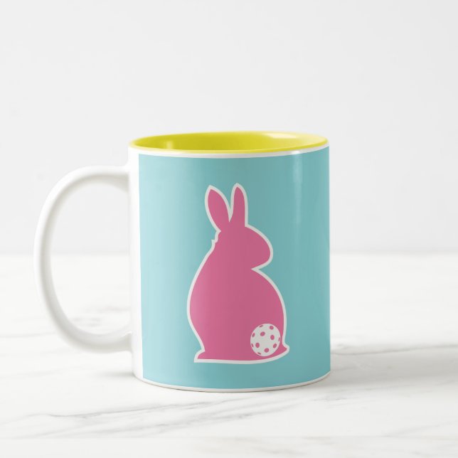 Easter Pickleball Zweifarbige Tasse (Links)