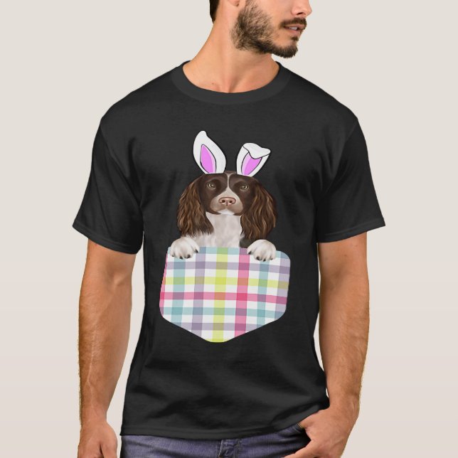 Easter Plaid English Springer Spaniel Bunny Dog In T-Shirt (Vorderseite)