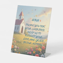 EASTER PRAYER Kirche auf einem Hügel Sockelschild