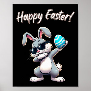 Easter Rabbit Dabbing Eggs Dab Boys Girls Kids Bun Poster