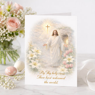 Easter Scripture Risen Christ Floral Feiertagskarte
