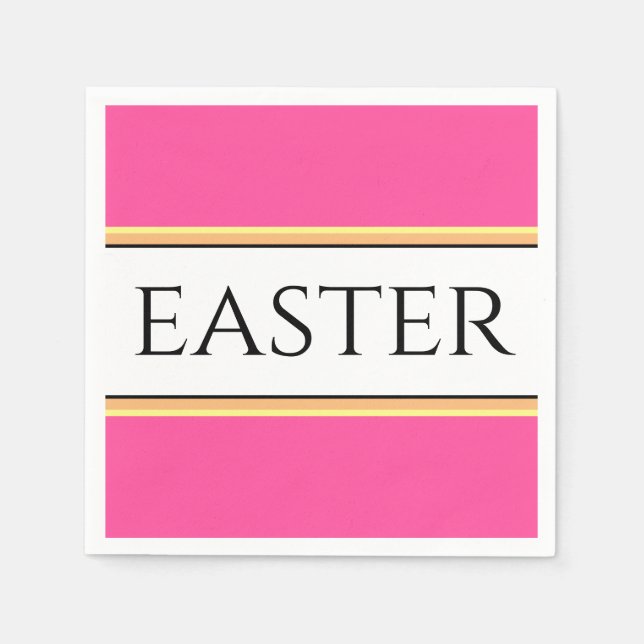 EASTER Spaß Helle, Hübsch rosa, gelbe Streifen Serviette (Vorderseite)
