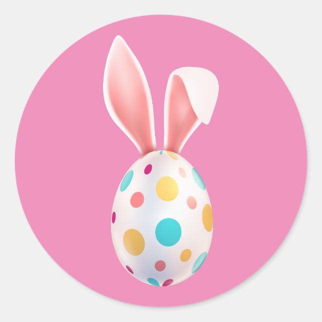 "EASTER" SPEZKELTE EGG & BUNNY EARS CLASSIC ROUND RUNDER AUFKLEBER (Vorderseite)