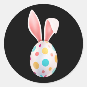 "EASTER" SPEZKELTE EGG & BUNNY EARS CLASSIC ROUND RUNDER AUFKLEBER