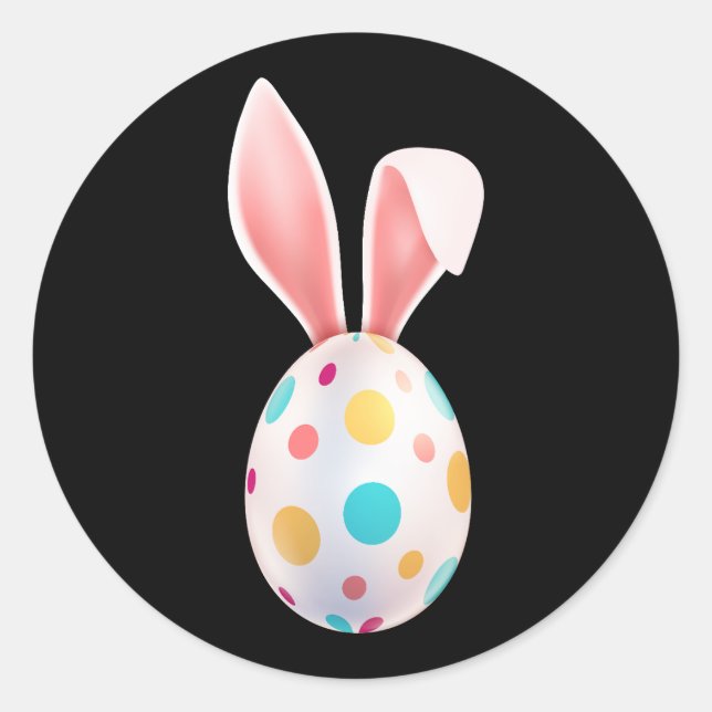 "EASTER" SPEZKELTE EGG & BUNNY EARS CLASSIC ROUND RUNDER AUFKLEBER (Vorderseite)