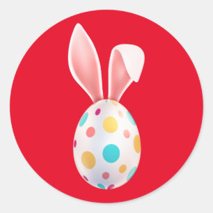 "EASTER" SPEZKELTE EGG & BUNNY EARS CLASSIC ROUND RUNDER AUFKLEBER
