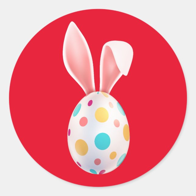 "EASTER" SPEZKELTE EGG & BUNNY EARS CLASSIC ROUND RUNDER AUFKLEBER (Vorderseite)