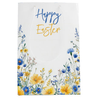 Easter Spring Flowers on Medium Gift Bag Mittlere Geschenktüte