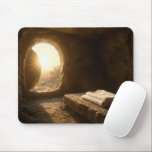 Easter Sunlight In an Empty Tomb Mousepad<br><div class="desc">An empty tomb with an open entrance lets sunlight pour in,  illuminating a stone slab that holds neatly folded burial shrouds</div>
