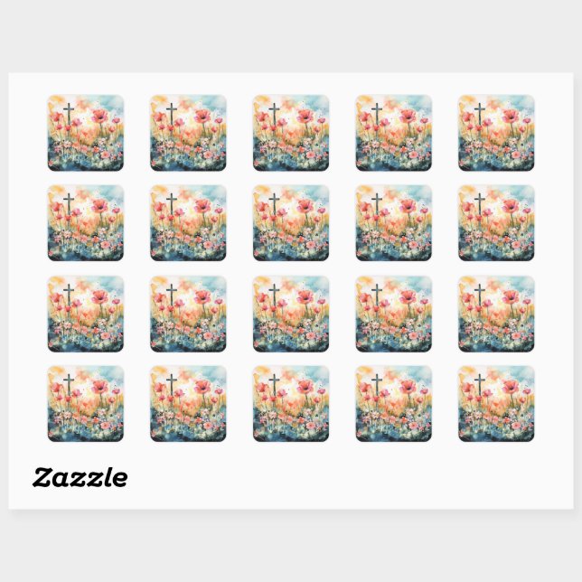 Easter Sunrise Quadratischer Aufkleber (Blatt)