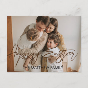 Easter, Vaterfamilie Kalligrafisches Foto Feiertagspostkarte