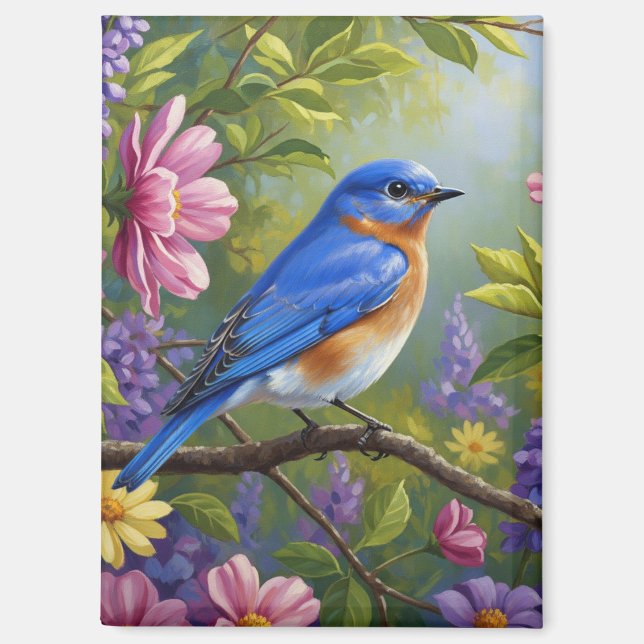 Eastern Bluebird flowers Magnet (Vorderseite)