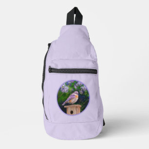 Eastern Bluebird in Lilacs Malerei Original Art Crossbody Bag