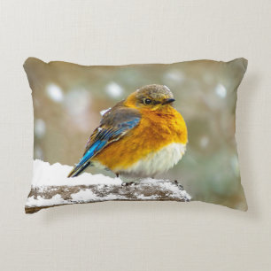 Eastern Bluebird in Snow - Original Foto Dekokissen