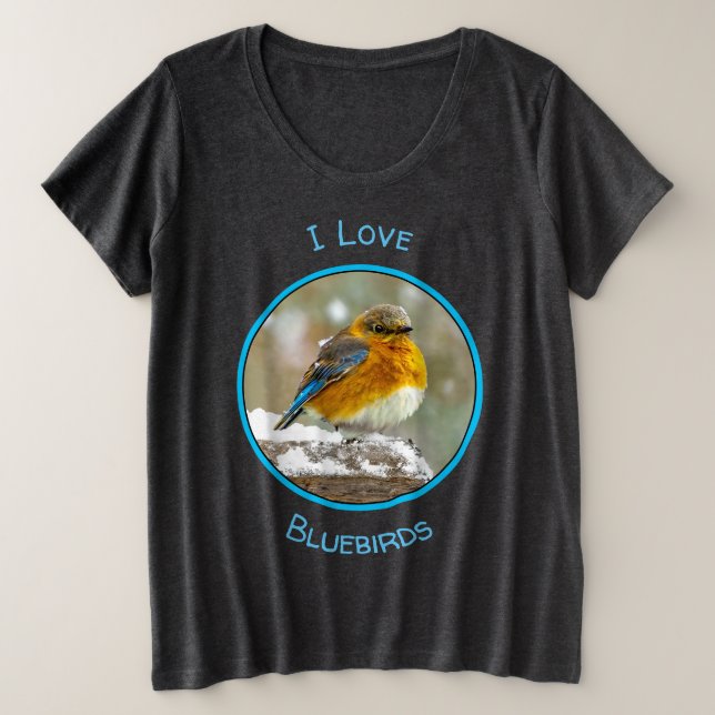 Eastern Bluebird in Snow - Original Foto Große Größe T-Shirt (Design vorne)